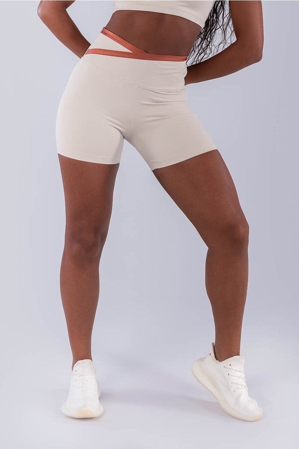 Shorts with Wrap-Around Waistband and Turn-Up