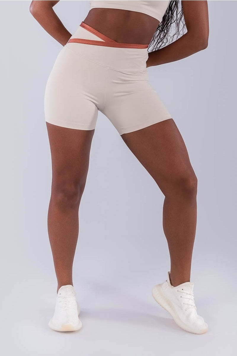 Shorts with Wrap-Around Waistband and Turn-Up